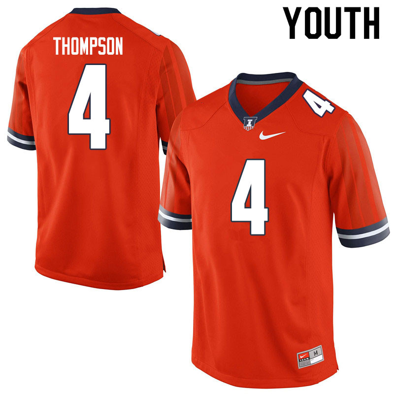 Youth #4 Khmari Thompson Illinois Fighting Illini College Football Jerseys Sale-Orange